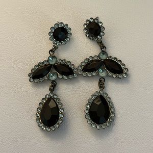 Chunky Statement Earrings - Green Mix Stones/Crystals